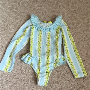Kids Lemon Print One Piece Swimsuit